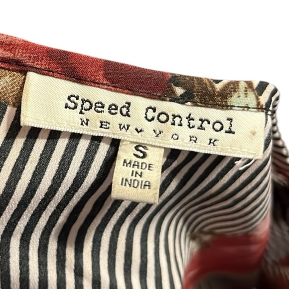 Speed Control New York zipper front striped floral dress. Brass hardware - Picture 7 of 8